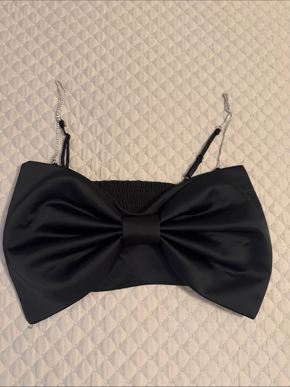 Rachel Zoe Black Strapless Bow Crop Top